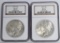 2 NGC Graded Liberty Peace Silver Dollar Coins