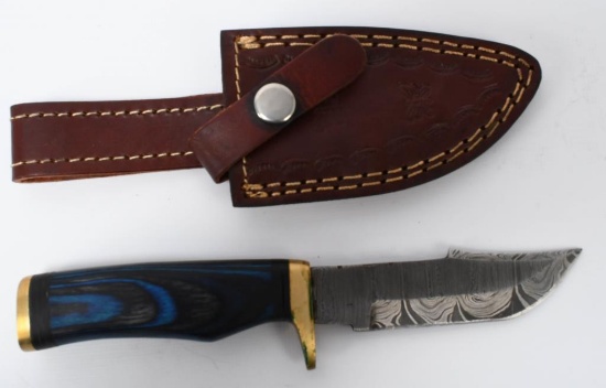 Hand Made Damascus Fixed Blade Knife W/ Sheath