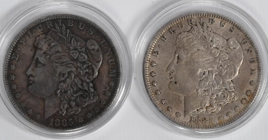 2 US Collector Morgan Silver Dollar Coins Dated