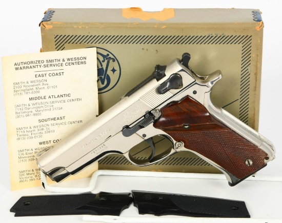 Nickel Smith & Wesson Model 59 Semi Auto Pistol