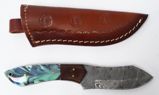 Hand Made Damascus Fixed Blade Knife W/ Sheath