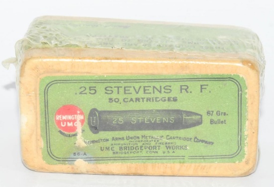 50 Rd Collector Box Of Remington UMC .25 Stevens