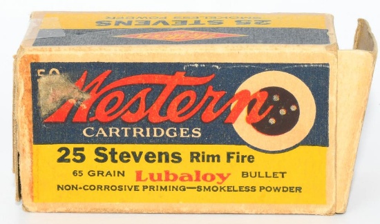 Collector Box Of Western .25 Stevens Ammunition