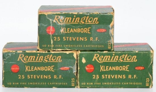 3 Collector Boxes Of Remington .25 Stevens Ammo