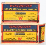 2 Collector Boxes Winchester .38 S&W Ammunition