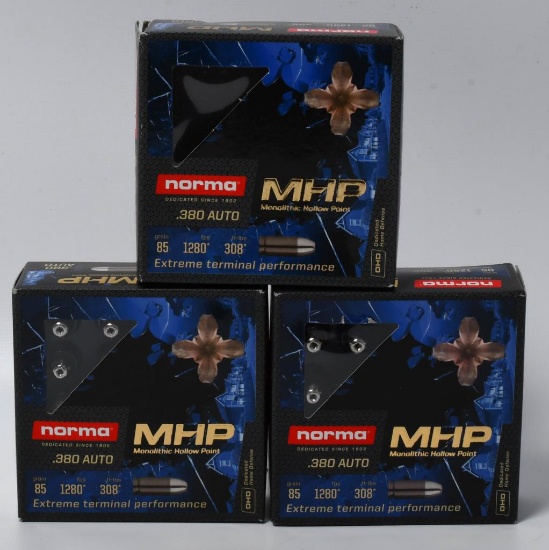 60 Rounds of Norma MHP .380 Auto Ammunition