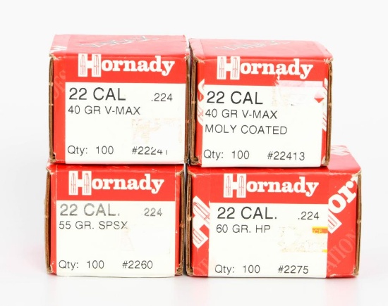 400 ct of various Hornady 22 cal Bullets