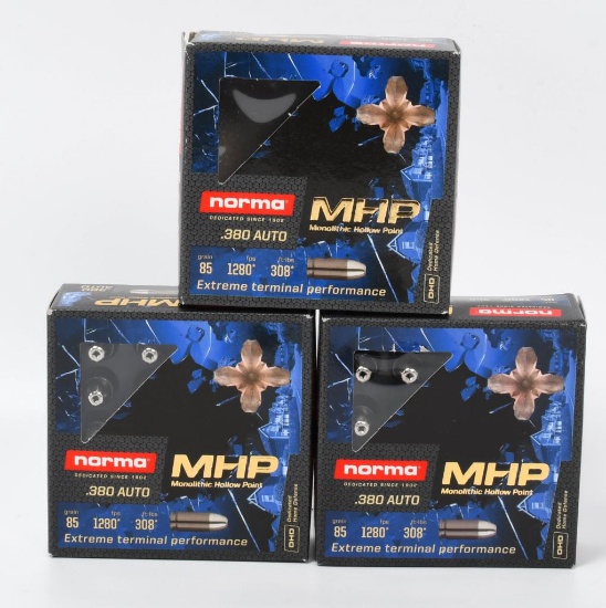 60 Rounds of Norma MHP .380 Auto Ammunition