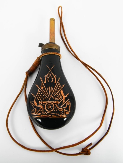 Colt Style Powder Flask Black Powder, repro