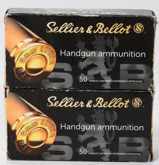 100 Rounds Of Sellier & Bellot 9mm Luger Ammo