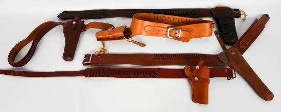5 Various Size Leather Holsters & Belt Combos