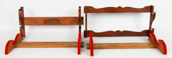 Lot of 4 Wood Double Rifle Racks