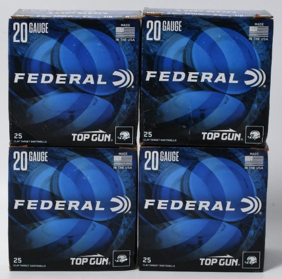 100 Rounds Of Federal Top Gun 20 Ga Shotshells