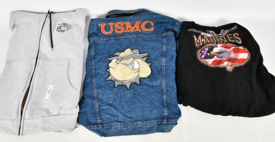 USMC Semper Fi Jean Jacket & 2 Sweatshirts