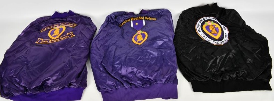(3) Various Wounded Veteran Jackets 2 purple 1 blk