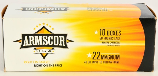 500 Rounds of Armscor .22 Magnum Ammunition