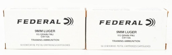 100 Rounds Of Federal 9mm Luger Ammunition