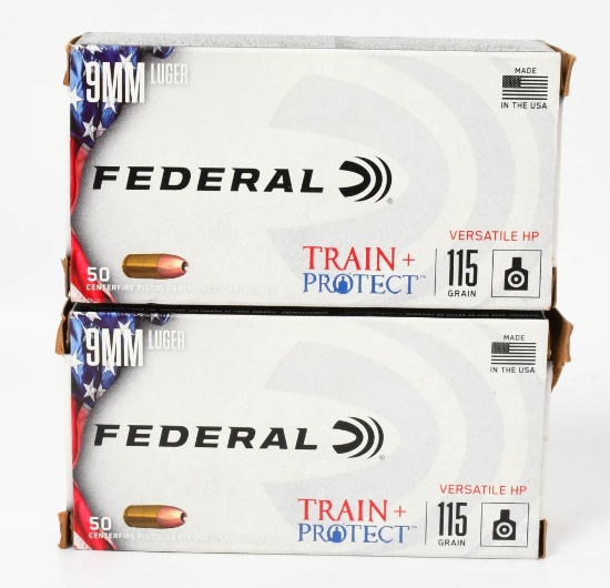 100 Rounds of Federal 9mm Luger Ammunition