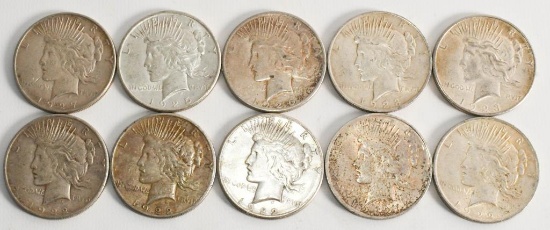 10 Liberty Silver Peace Dollar Coins