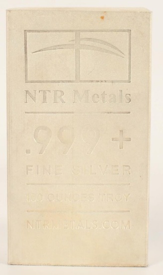 NTR Metals .999 100 Ounce Fine Troy Silver Bar