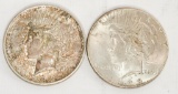 2 Liberty Silver Peace Dollar Coins