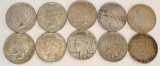10 Liberty Silver Peace Dollar Coins