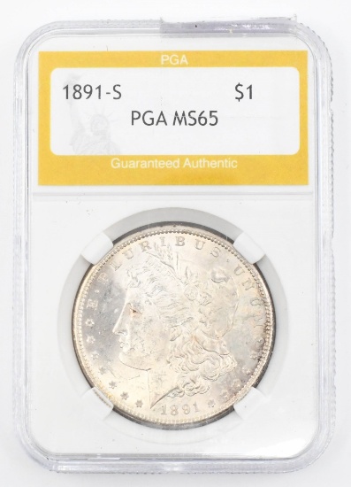 Uncirculated PGA Graded Morgan Silver Dollar