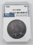 Uncirculated PCI Graded Silver Peace Dollar Coins