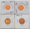 4 Various Dated Lincoln Proof Pennies