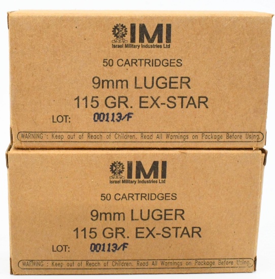 100 Rounds of IMI 9mm Luger Ammunition