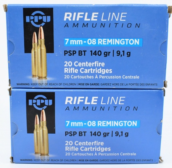 40 Rounds Of PPU 7mm-08 Rem Ammunition