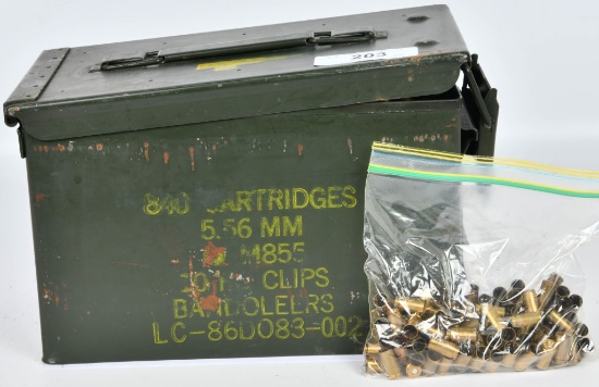 Large Ammo Can Full Of 9mm Empty Brass Casings