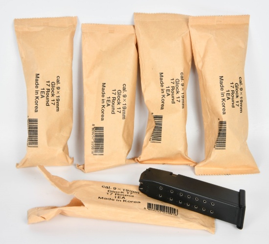 (5) KCI 9mm 17-Round Polymer Magazine for Glock 17