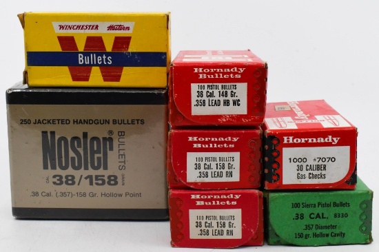 600 Count Of Mixed .38 Cal Reloading Bullet Tips