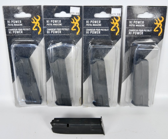 (5) Browning Hi Power 9mm 13 round magazines 4
