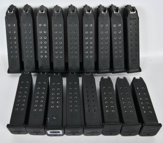 (17) Various Glock 17 Factory Magazines 9mm