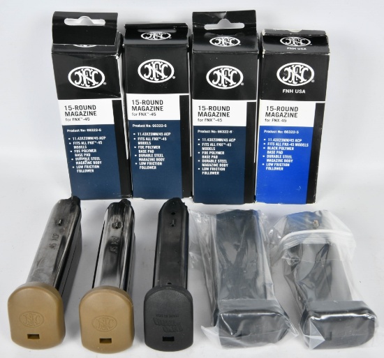 (9) FN .45 FNX magazines various sizes as listed,