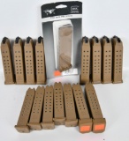 (16) Glock G19X -9x19 17 round coyote Magazines