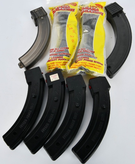 (8) .22 mags- various Banana Magazine 25 rds