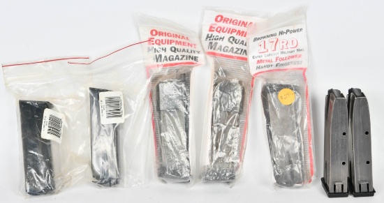(5) Browning Hi Power 9mm Magazines with various