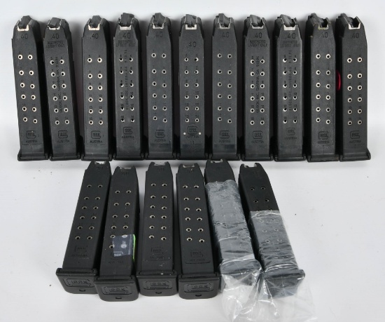(17) Glock 22 .40 magazines 4 are LE they are 15
