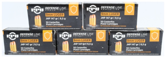 250 Rounds Prvi Partizan PPU 9mm Luger 147 Grain Jacketed Hollow Point Ammunition