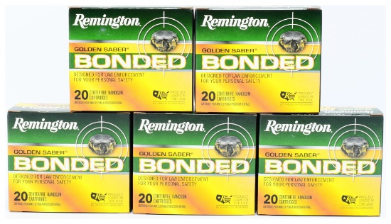 Remington Golden Saber Bonded 9mm Luger +P 124 GR. BJHP Ammunition, 100 Rounds