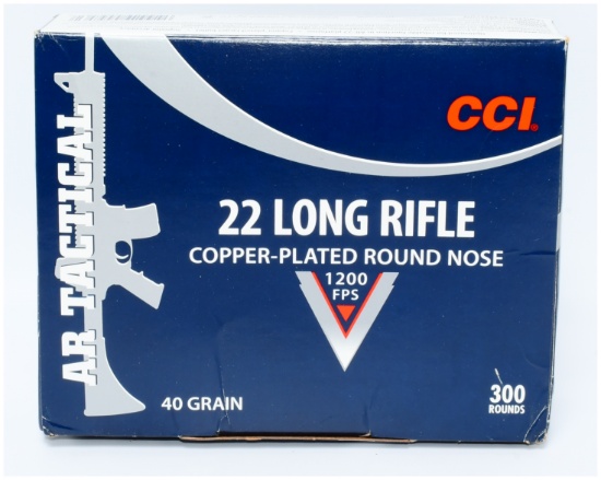 CCI AR Tactical .22 Long Rifle Ammunition, 300 Rounds, 40-Grain Copper-Plated Round Nose