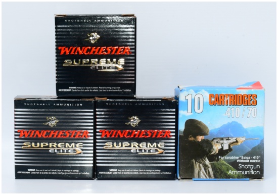A Group of 40 Rounds of Winchester Supreme Elite, PDX1, and .410 Shotgun Ammunition