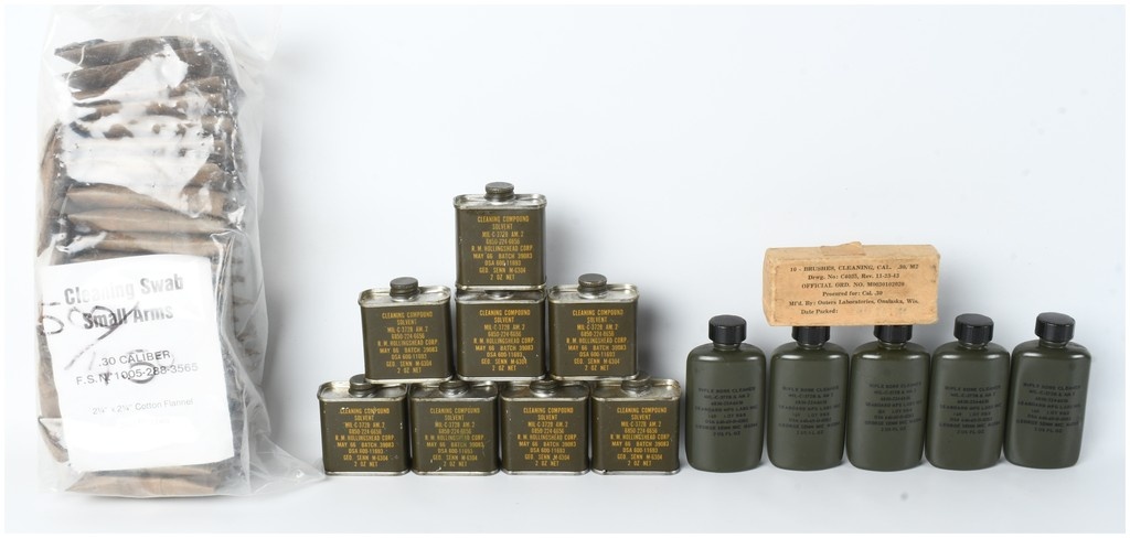 A Collection of US Military Small Arms Cleaning Supplies WWII and