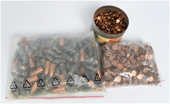 A Lot of Reloading Components Including 222 Bullet Tips with Hornady Gas Checks