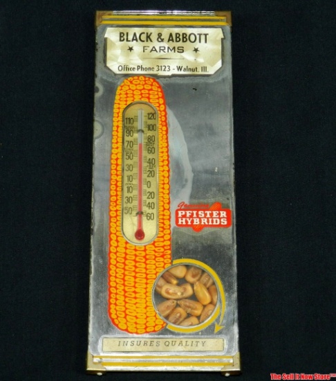 Black & Abbot Farms Illinois Pfister Hybrids Advertising Thermometer