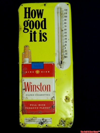 Winston Cigarettes How Good It Is Tin Advertising Thermometer