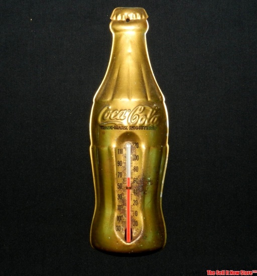 Bronze Coca-cola Bronze Bottle Tin Advertising Thermometer